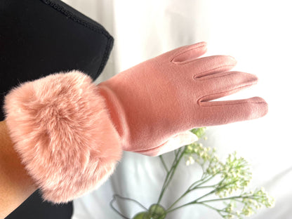 Gloves, Fur Cuff Gloves, Mitts, Artisan Gloves, Texting Gloves, Crafted Handwear, Chic Red Gloves, Faux Fur Gloves, Vibrant Gloves, Cozy Handwear, Stylish Gloves, Winter Gloves, Elegant Mittens