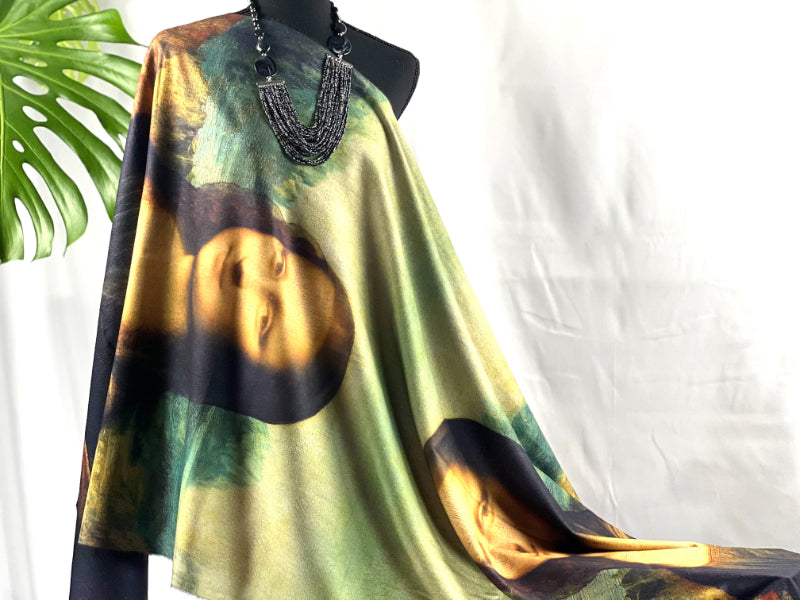 Art Scarf, Mona Lisa Shawl, Da Vinci Wrap, Artistic Scarf, Vintage Shawl, Renaissance Wrap, Classic Art Scarf, Designer Shawl, Museum Scarf, Portrait Wrap, Art Lover Gift, Luxury Scarf, Gallery Shawl