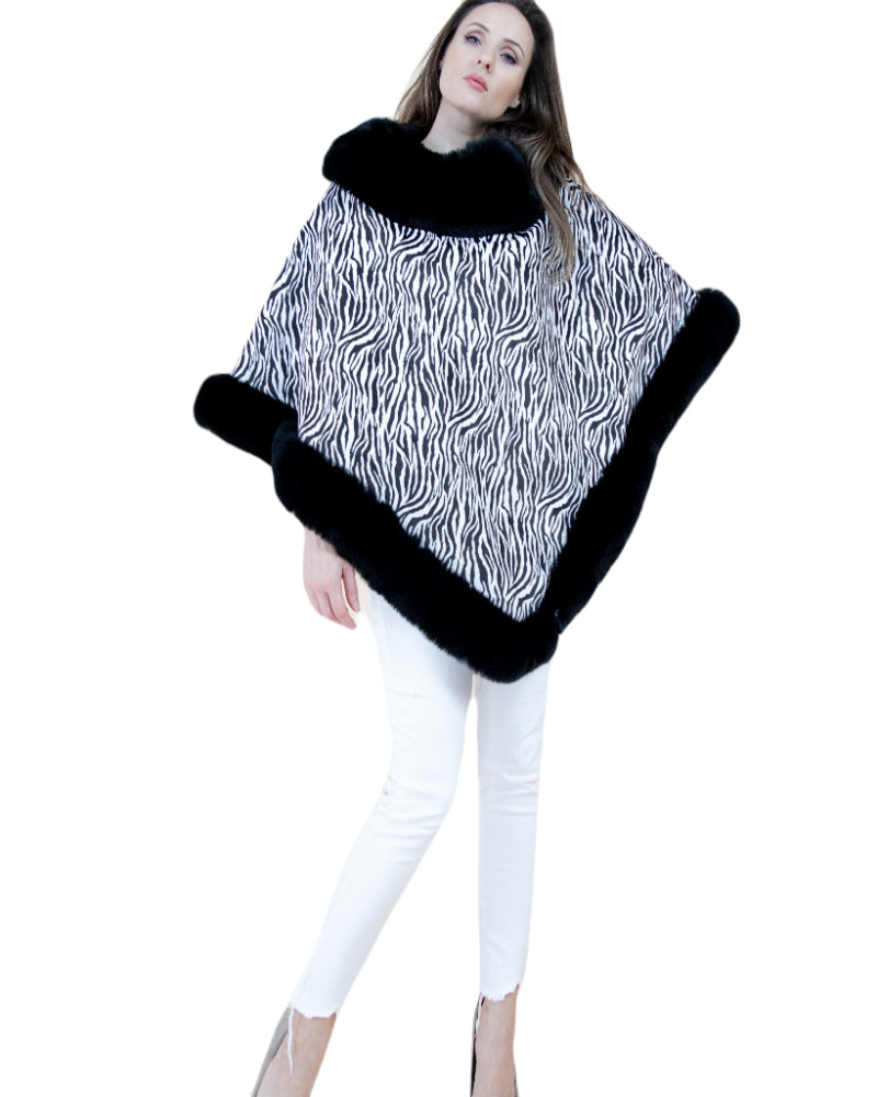 Zebra Poncho, Faux Fur Wrap, Suede Cape, Animal Shawl, Chic Poncho, Fur Trim Cape, Bold Zebra Wrap, Soft Faux Suede, Trendy Shawl, Black White Cape, Luxe Poncho, Statement Wrap, Elegant Coverup