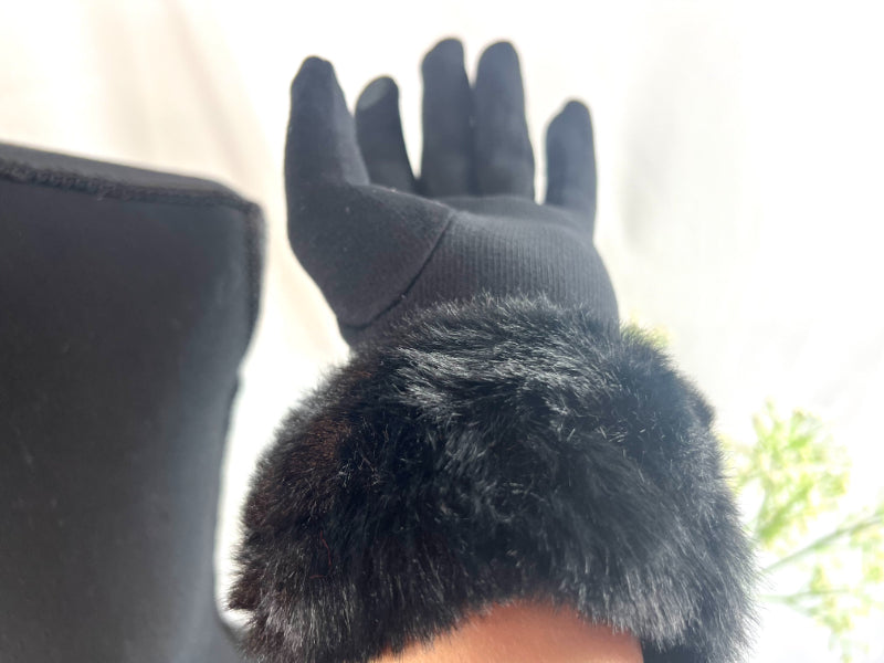 Gloves, Fur Cuff Gloves, Mitts, Artisan Gloves, Texting Gloves, Crafted Handwear, Chic Red Gloves, Faux Fur Gloves, Vibrant Gloves, Cozy Handwear, Stylish Gloves, Winter Gloves, Elegant Mittens