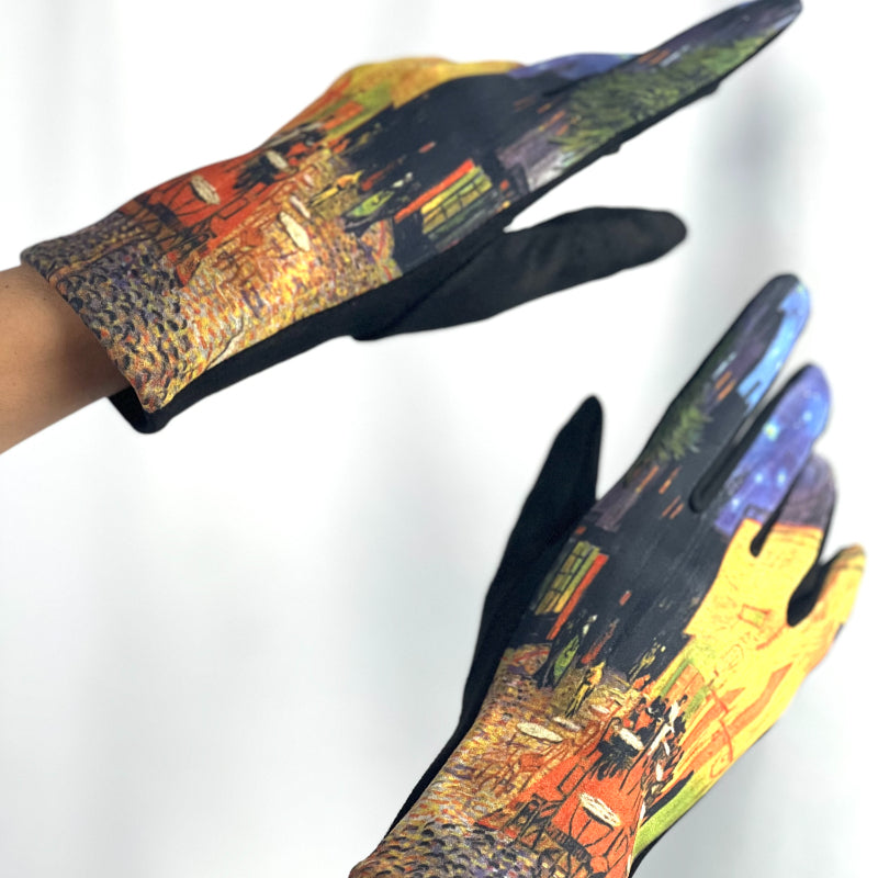 Sunflower Gloves, Artisan Gloves, Touchscreen Mitts, Crafted Handwear, Floral Gloves, Gold Hand Gloves, Turquoise Mitts, Painted Gloves, Botanical Wear, Handmade Mittens, Art Gloves, Garden Gloves, Chic Handwear