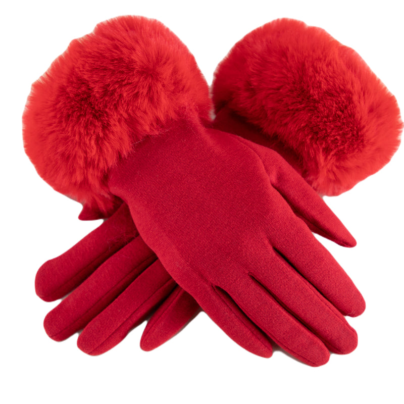 Red Gloves, Fur Cuff Gloves, Handmade Mitts, Artisan Gloves, Texting Gloves, Crafted Handwear, Chic Red Gloves, Faux Fur Gloves, Vibrant Gloves, Cozy Handwear, Stylish Gloves, Winter Gloves, Elegant Mittens