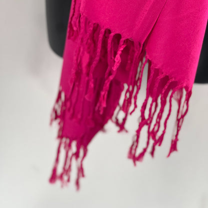 Fuchsia Shawl, Pashmina Wrap, Cashmere-Feel, Luxurious Tassels, Vibrant Elegance, Soft Texture, Bold Color, Chic Accessory, Versatile Fashion, Cozy Warmth, Stylish Comfort, Quality Fabric, Eye-Catching Design