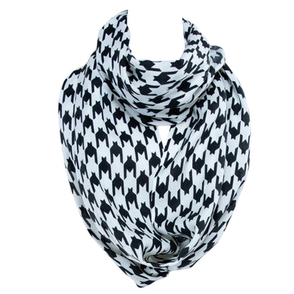 Houndstooth Scarf, Pashmina Loop, Infinity Wrap, Artisan Scarf, Monochrome Shawl, Vintage Loop, Classic Scarf, Soft Pashmina, Handmade Wrap, Black White Scarf, Crafted Shawl, Eco Scarf, Timeless Wrap