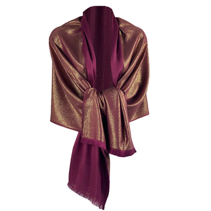 Maroon Pashmina, Silver Sheen, Luxe Wrap, Soft Scarf, Year-Round, Elegant Gift, Metallic Glow, Fashion Shawl, Versatile Chic, Sophisticated, Evening Wear, Day Accessory, All-Season