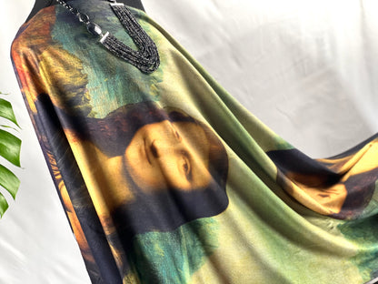 Art Scarf, Mona Lisa Shawl, Da Vinci Wrap, Artistic Scarf, Vintage Shawl, Renaissance Wrap, Classic Art Scarf, Designer Shawl, Museum Scarf, Portrait Wrap, Art Lover Gift, Luxury Scarf, Gallery Shawl