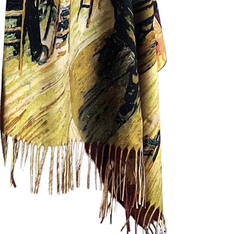 Van Gogh Scarf, Art Print Shawl, Café Wrap, Painterly Scarf, Art Shawl, Vintage Wrap, Gallery Scarf, Impressionist, French Art Shawl, Masterpiece Wrap, Art Lover Gift, Bohemian Scarf, Classic Artwear