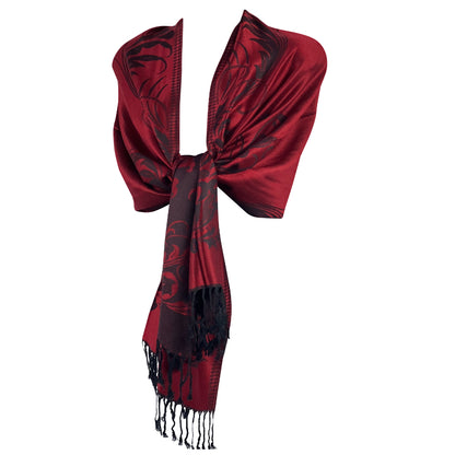 Pashmina Shawl, Burgundy Wrap, Floral Scarf, Artisan Shawl, Cashmere-Soft, Handmade Wrap, Vintage Floral, Gift Wrap, Luxury Shawl, Boho Chic, Elegant Throw, Crafted Scarf, Unique Pashmina