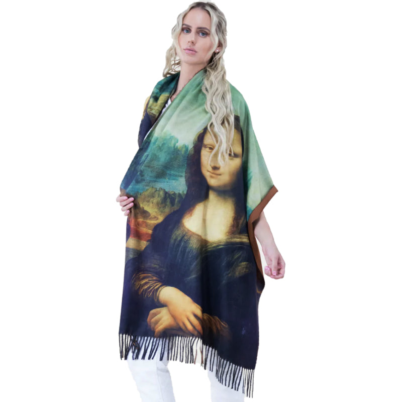 Art Scarf, Mona Lisa Shawl, Da Vinci Wrap, Artistic Scarf, Vintage Shawl, Renaissance Wrap, Classic Art Scarf, Designer Shawl, Museum Scarf, Portrait Wrap, Art Lover Gift, Luxury Scarf, Gallery Shawl