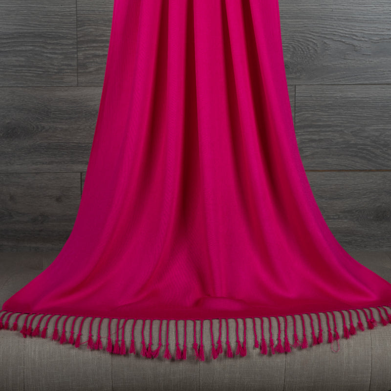 Fuchsia Shawl, Pashmina Wrap, Cashmere-Feel, Luxurious Tassels, Vibrant Elegance, Soft Texture, Bold Color, Chic Accessory, Versatile Fashion, Cozy Warmth, Stylish Comfort, Quality Fabric, Eye-Catching Design