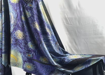 The Starry Night Scarf – Celestial Elegance with Fringed Edges