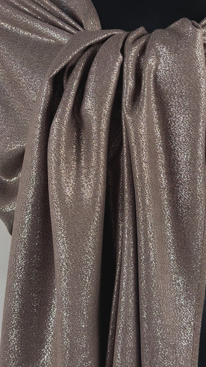 Elegant Solid Silver Metallic Pashmina in Khaki – Luxurious Accessory for All Occasions