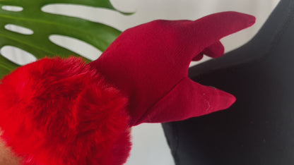 Radiant Red Touchscreen Gloves with Luxurious Faux Fur Cuff