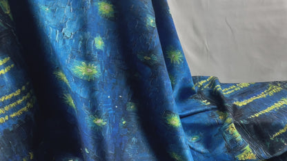 Starry Night Over The Rhone Scarf – Midnight Blue Elegance with Luminous Accents